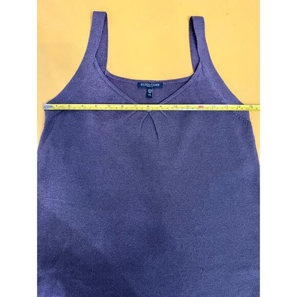 Eileen Fisher Brown Cotton Viscose Silk Knit Sleeveless V-Neck Tank Top PM - Picture 4 of 9